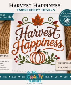 Harvest Happiness Embroidery Design