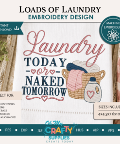 Loads of Laundry Embroidery Design
