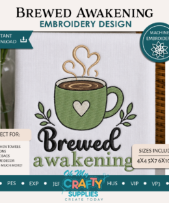 Brewed Awakening Embroidery Design