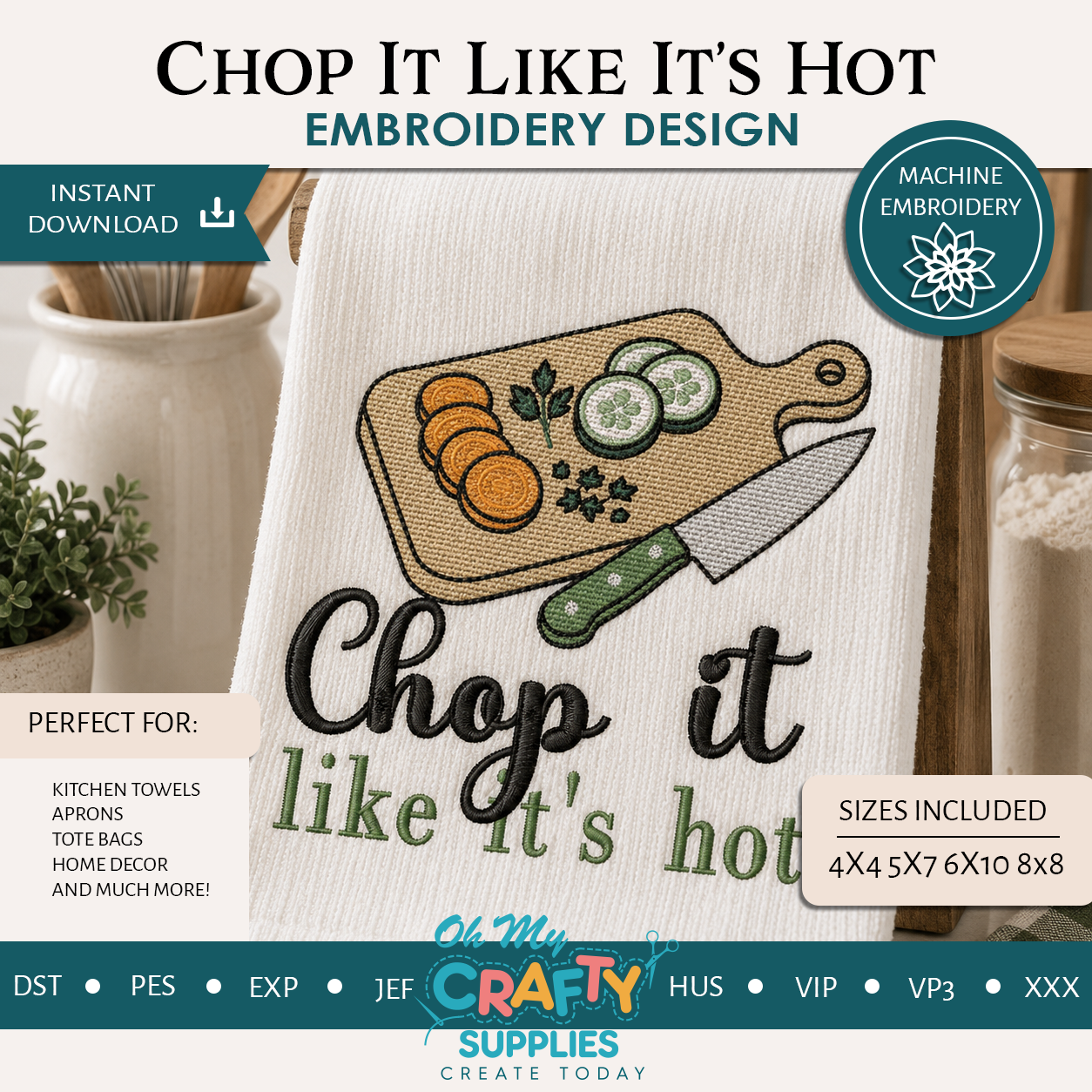 Chop It Like It's Hot Embroidery Design