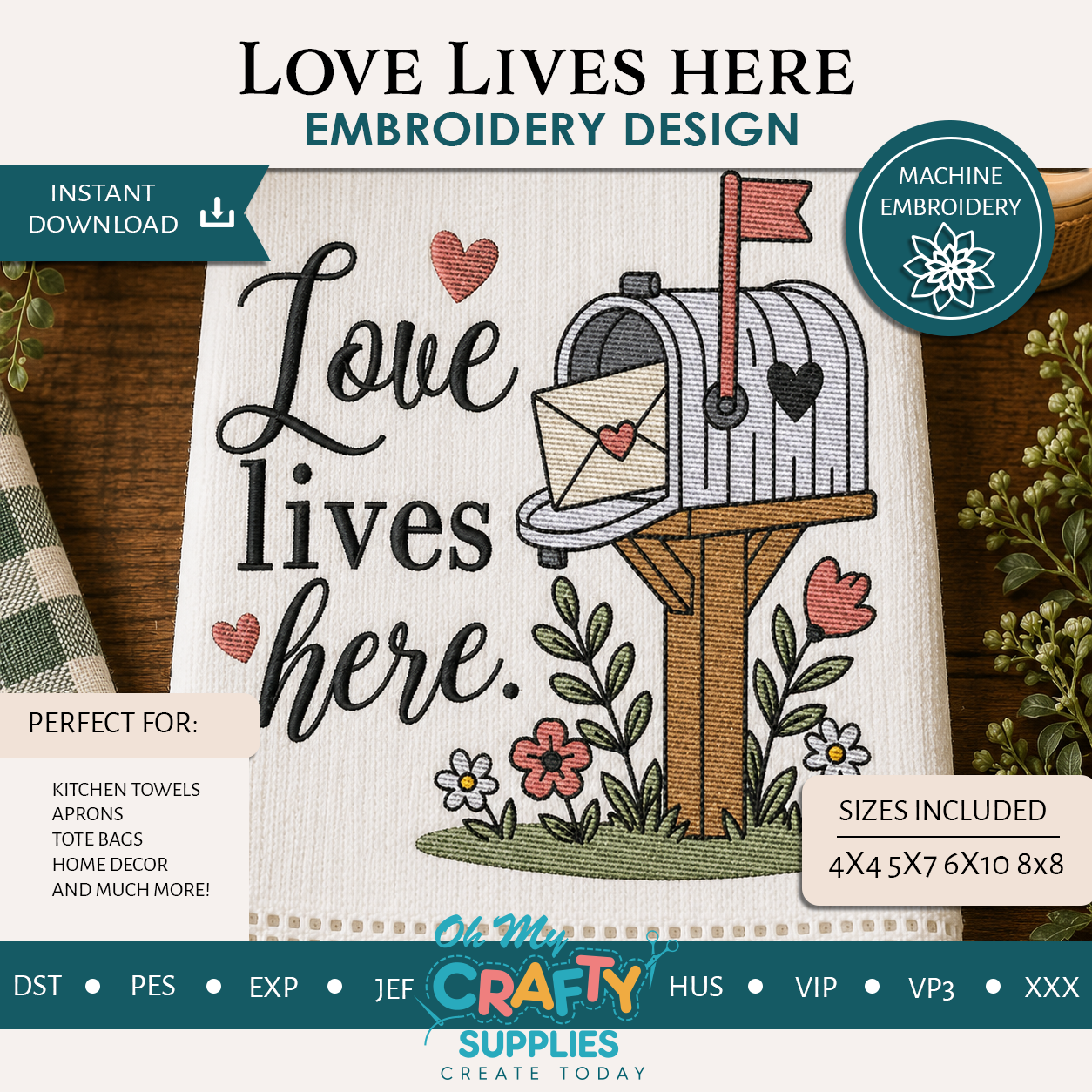 Love Lives Here Embroidery Design