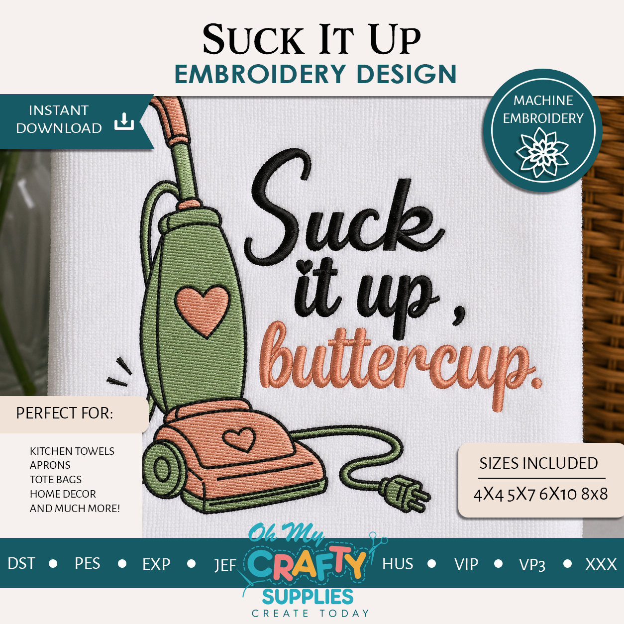 Suck it Up Embroidery Design