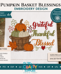 Pumpkin Basket Blessings Embroidery Design