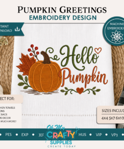 Pumpkin Greetings Embroidery Design