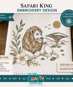 Safari King Embroidery Design
