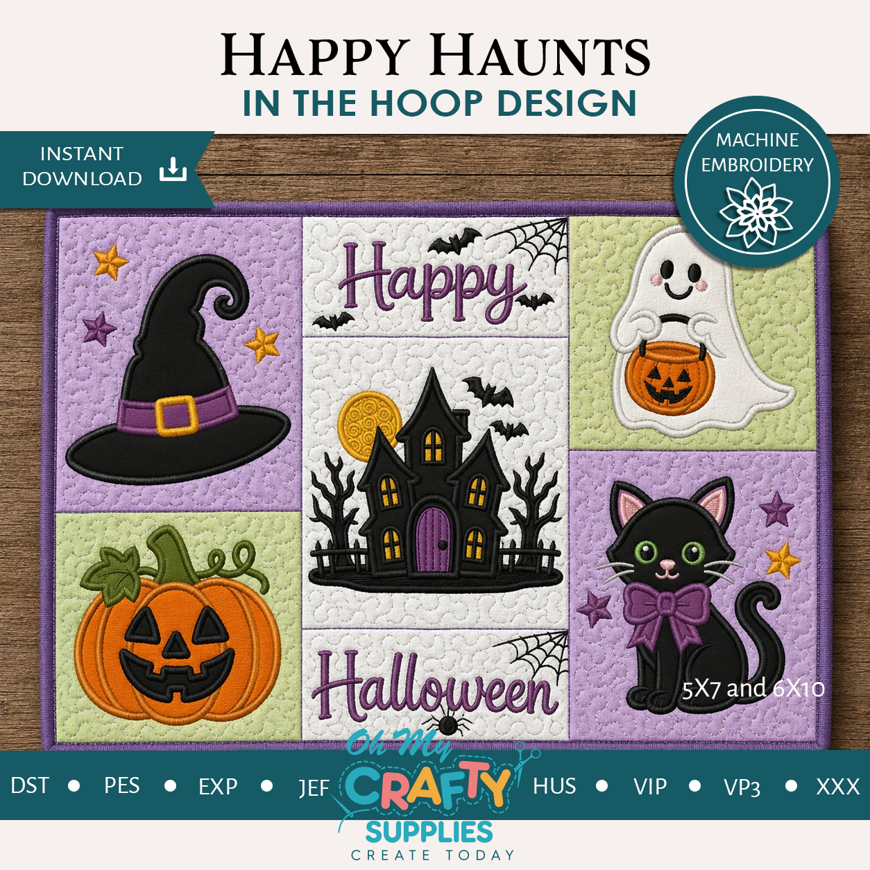 ITH Happy Haunts Placemat Embroidery Design