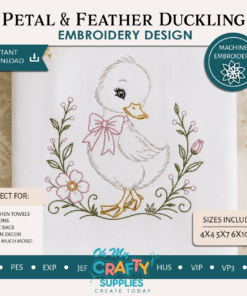Petal & Feather Duckling Embroidery Design
