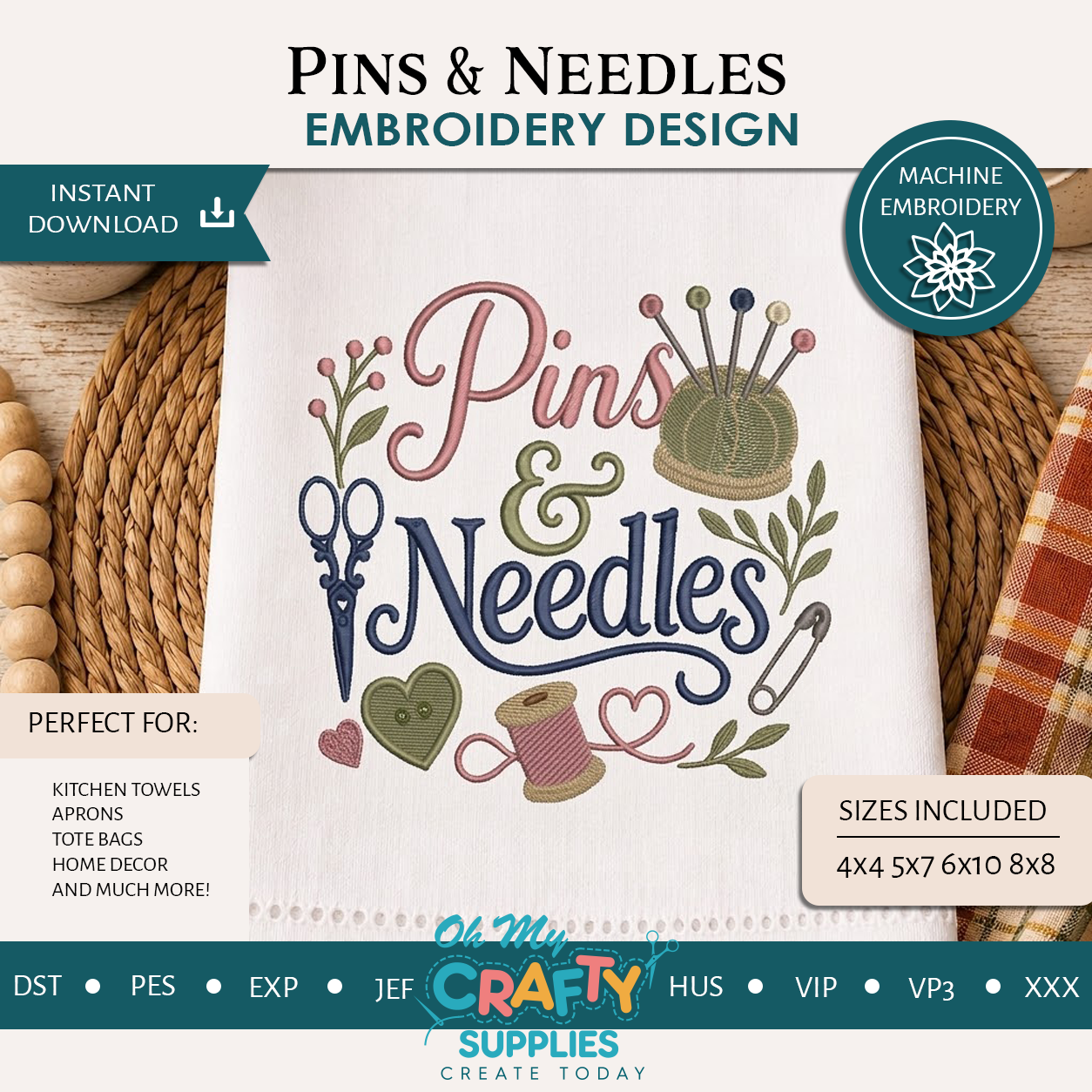Pins & Needles Embroidery Design