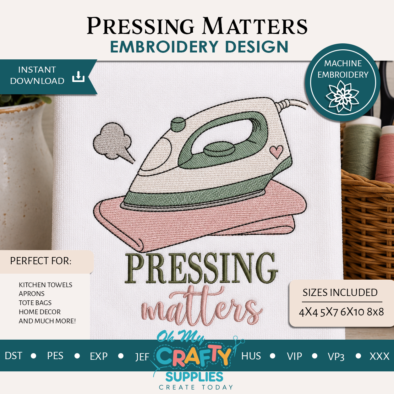 Pressing Matters Embroidery Design