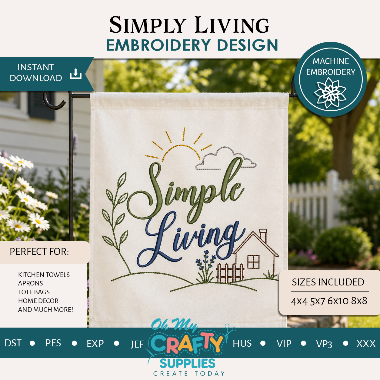 Simple Living Embroidery Design