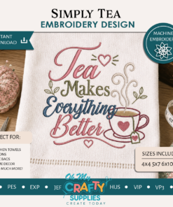 Simply Tea Embroidery Design