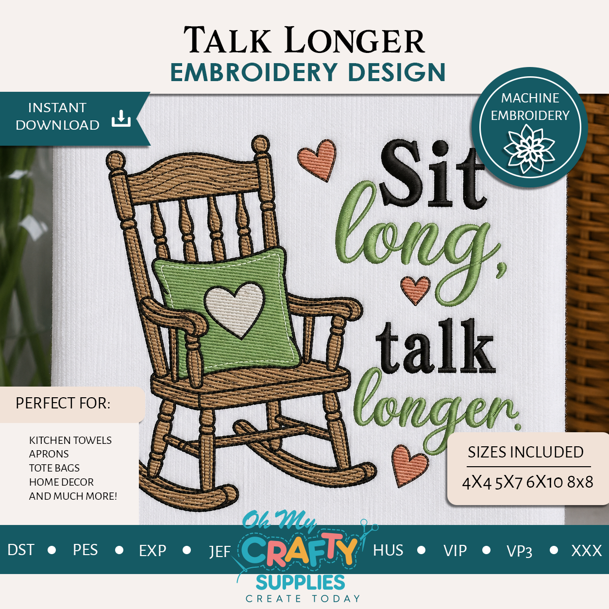 Talk Longer Embroidery Design