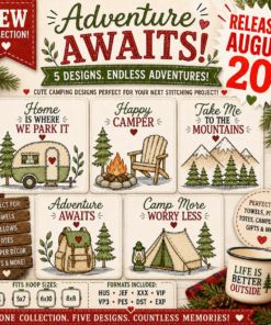 Camping Adventures Machine Embroidery Design Collection – 5 Designs