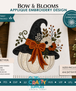 Bow & Blooms Applique Embroidery Design