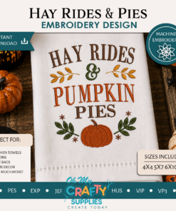 Hayr Rides and Pies Embroidery Design