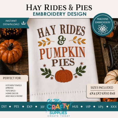 Hay Rides and Pies Embroidery Design