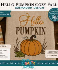 Hello Pumpkin Cozy Fall Embroidery Design