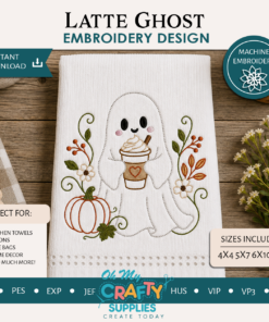 Latte Ghost Embroidery Design
