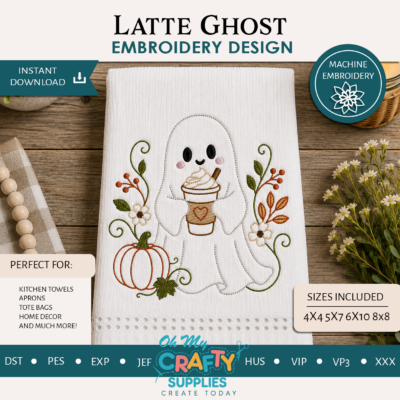 Latte Ghost Embroidery Design
