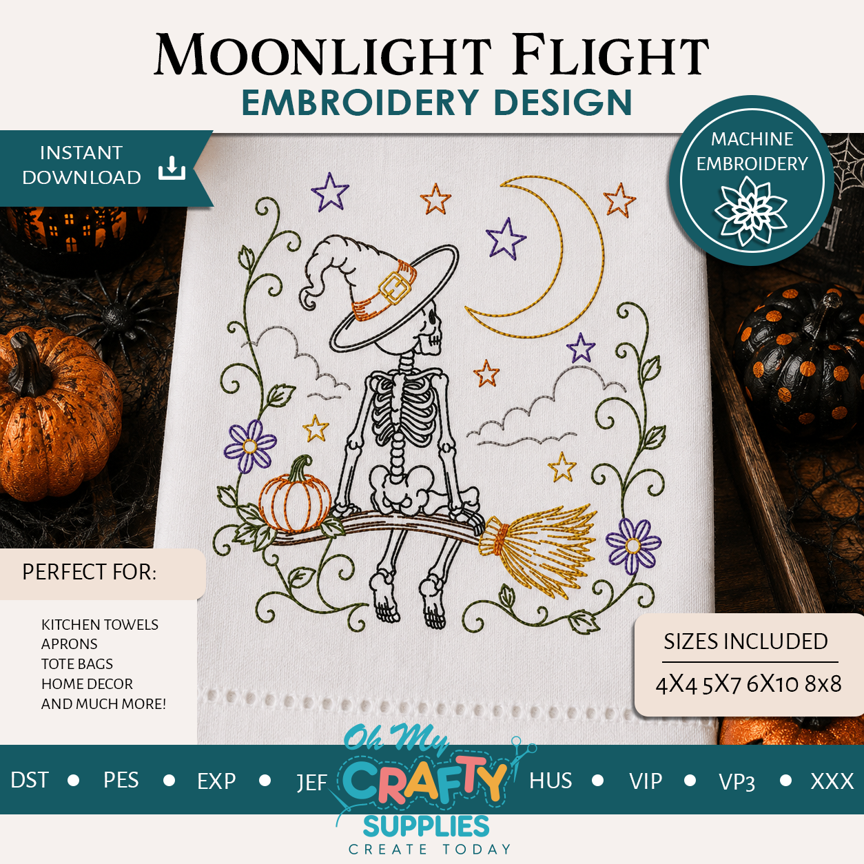 Moonlight Flight Embroidery Design