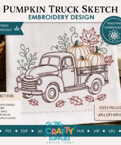 Pumpkin Truck Sketch 826 Embroidery Design