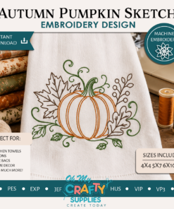Autumn Pumpkin Sketch Applique Design