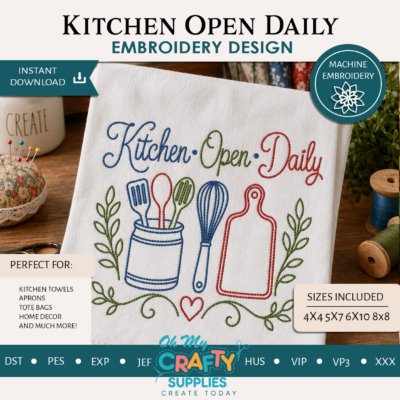 Kitchen Open Daily Embroidery Design