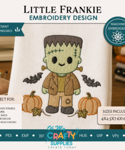 Little Frankie with Pumpkins Embroidery Design