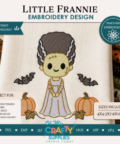 Little Frannie with Pumpkins Embroidery Design