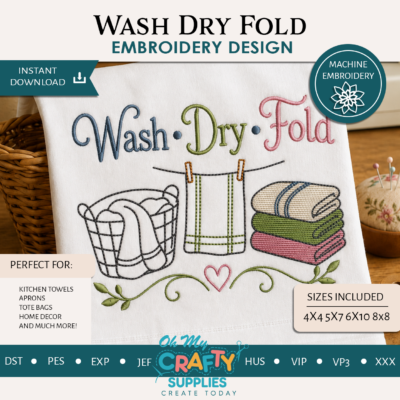 Wash Dry Fold Embroidery Design