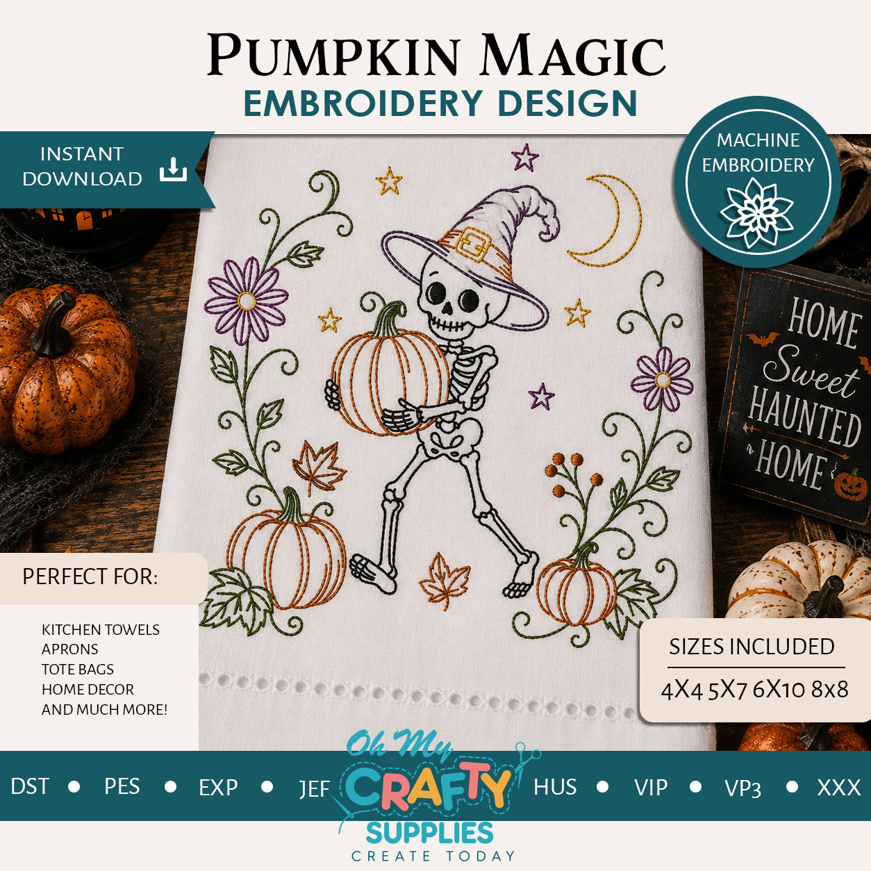 Pumpkin Magic Embroidery Design