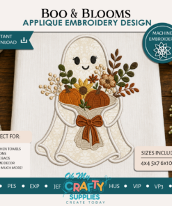 Boo & Blooms Applique Embroidery Design