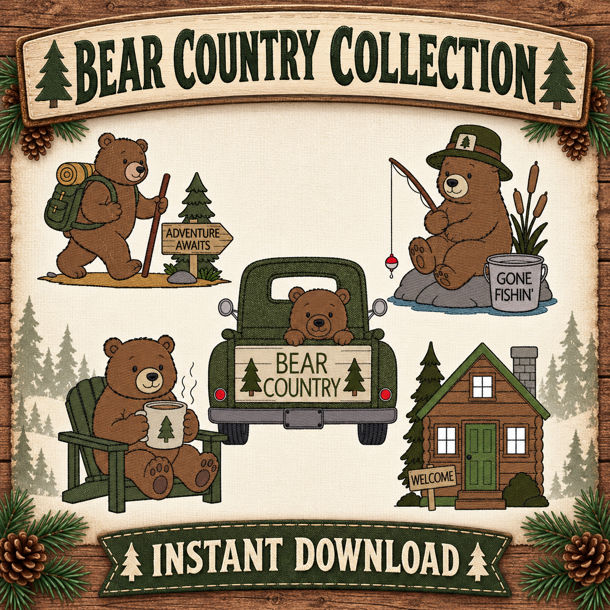 Bear Country Collection of 5 Designs