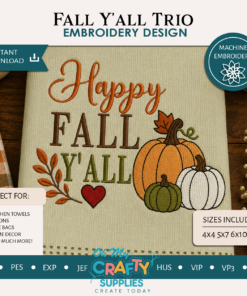 Fall Y'all Trio Embroidery Design