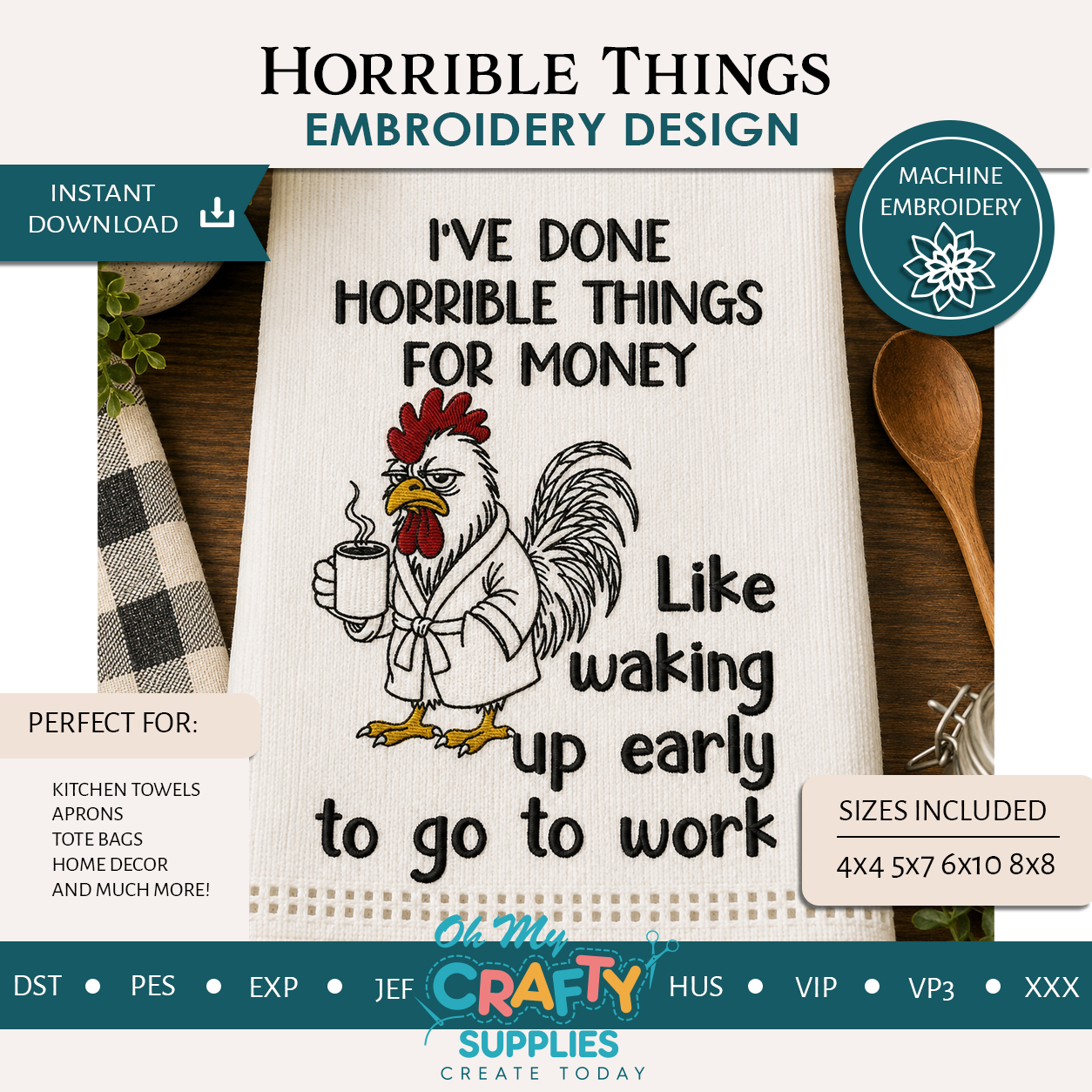 Horrible Things Embroidery Design