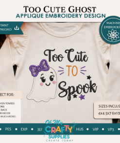 Too Cute Ghost Embroidery Design