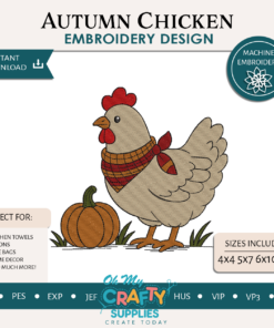 Autumn Chicken Embroidery Design