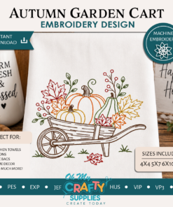 Autumn Garden Cart Embroidery Design