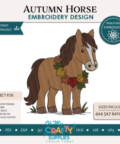 Autumn Horse Embroidery Design