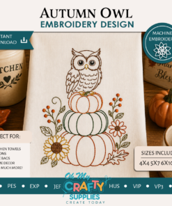 Autumn Owl Embroidery Design