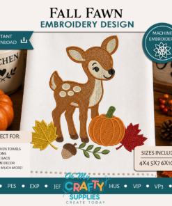 Fall Fawn Embroidery Design