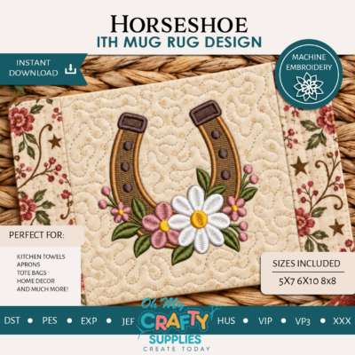 ITH Horseshoe Mug Rug Design