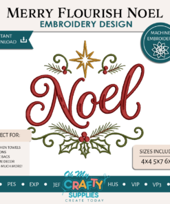 Merry Flourish Noel Embroidery Design