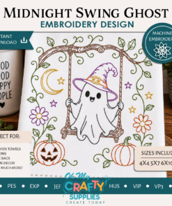 Midnight Swing Ghost Embroidery Design