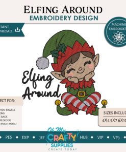 Elfing Around Embroidery Design