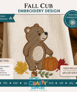 Fall Cub Embroidery Design