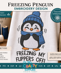 Freezing Penguin Embroidery Design