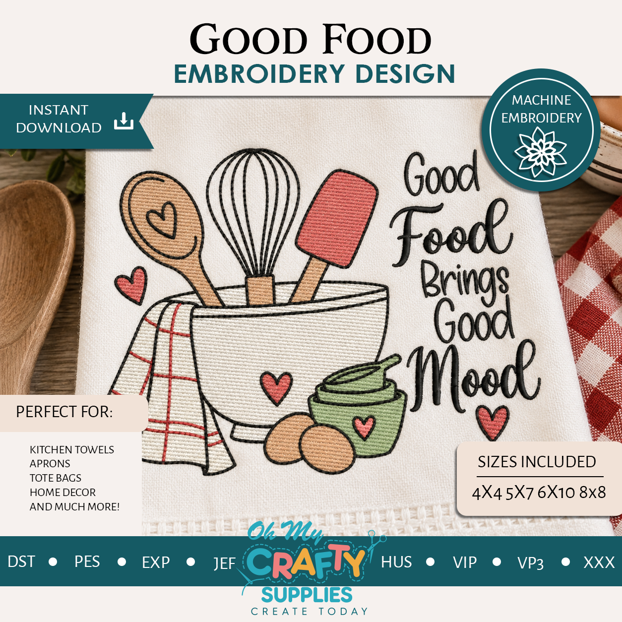 Good Food Embroidery Design