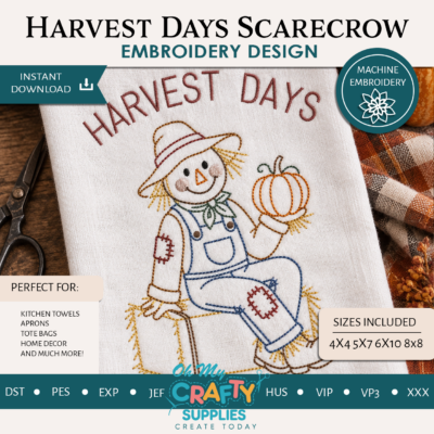 Harvest Days Scarecrow Embroidery Design