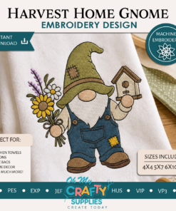 Harvest Home Gnome Embroidery Design